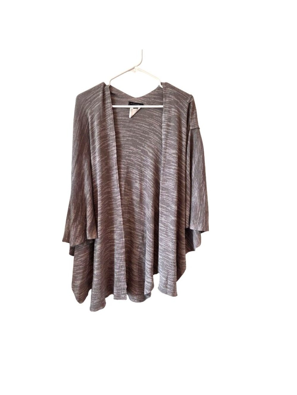 Parkhurst Open-Front Lightweight Kimono Cardigan Jacket Gray Knit Draped Hemline